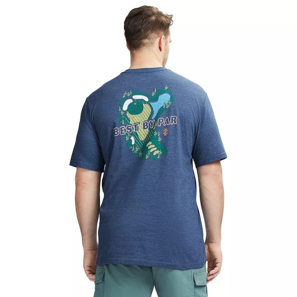 IZOD Saltwater Mens T-Shirt Large Tall LT Blue Golf Graphic Tee Best By Par